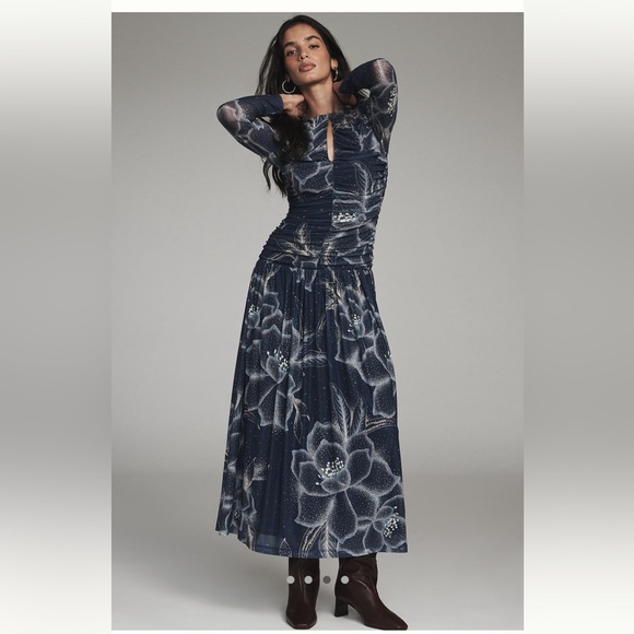 FARM Rio Dresses & Skirts - Farm Rio x Anthropologie Long Sleeve Keyhole Maxi Dress Size Small NWT